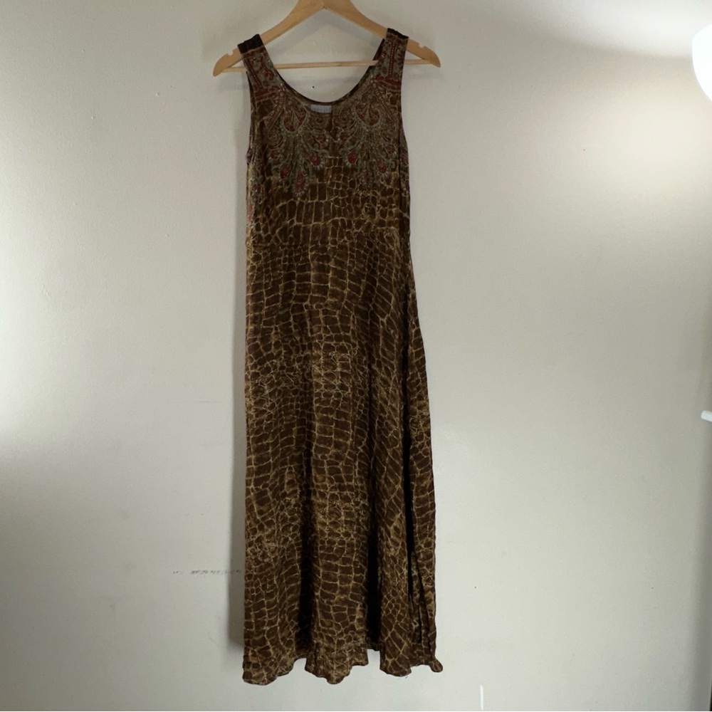 Rabbit Rabbit Rabbit Brown Snakeskin Print Sleeveless Maxi Dress 6 1H54G05